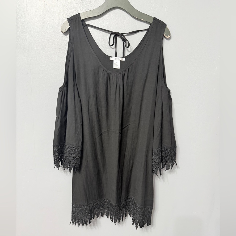 K Jordan Black Cold Shoulder Blouse